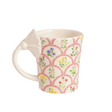 Pattern With White Dimensional Flower Sculpted Mug
