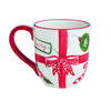 Christmas Hand Painted Plaid Bow and Holiday Icons Ceramic Mug