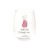 Sink 'em and Drink 'em Golf Clubs Pink Jeweled Stemless Wine Glass