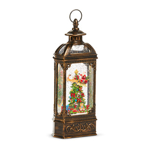 14" Flying Santa around the Christmas Tree Musical Lighted Glitter Water Lantern