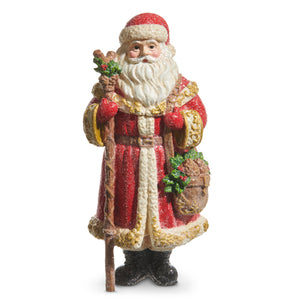 9" Holly and Pine Santa with Staff Figurine