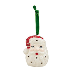 Classic Santa LED Light Up Sculpted Pierced Holes Ornament, 3.75"