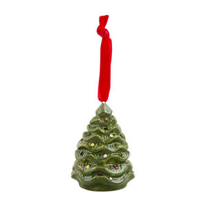 Classic Christmas Tree LED Light Up Sculpted Pierced Holes Ornament, 3.75"