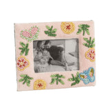 Pink Beaded Floral Frame 5.5" x 4.25"