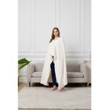 Wearable Hooded Sherpa Blanket Throw 50"x60"  White Mountain