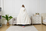 Wearable Hooded Sherpa Blanket Throw 50"x60"  White Mountain