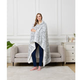Wearable Hooded Sherpa Blanket Throw 50"x60"  Gray Pinwheel Texture