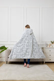 Wearable Hooded Sherpa Blanket Throw 50"x60"  Gray Pinwheel Texture