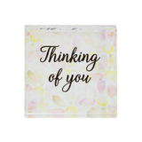 2.5" Glass Sentiment Block Thinking of You
