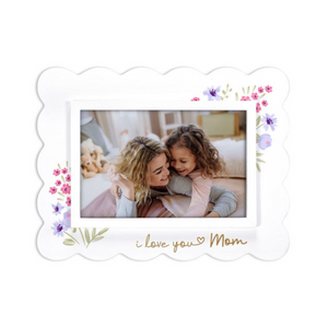 4x6 I Love You Mom Floral Ruffle Ceramic Picture Frame