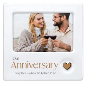 Our Anniversary Together is a Beautiful Place to Be Ceramic Picture Frame Holds 4"x6" Photo