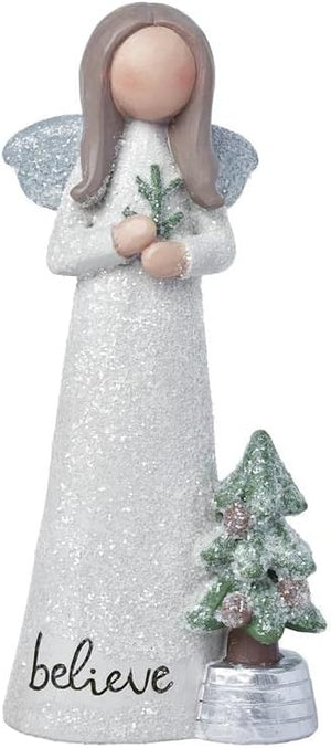 Believe Christmas Angel with Tree Figurine