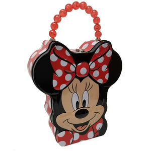 Disney Minnie Mouse in Red Polka Dot Dress Shaped Tin Box Tote with Beaded Handle