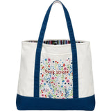 Book Lover Cotton Canvas Tote Bag with Book Themed Inner Lining 15" x17"