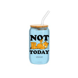 Silver Buffalo Garfield Not Today 16oz Glass Tumbler with Bamboo Lid and Glass Straw