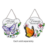 5" Butterfly Shaped Bereavement Memorial Stain Glass Suncatcher