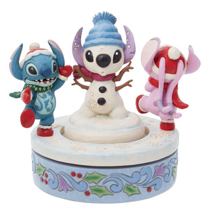 Jim Shore Disney Traditions Stitch & Angel Building a Snow