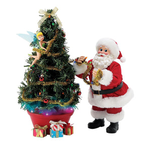 Possible Dream A Little Bit of Pixie Dust Tinker Bell Helps Santa Decorate Lighted Christmas Tree 12"