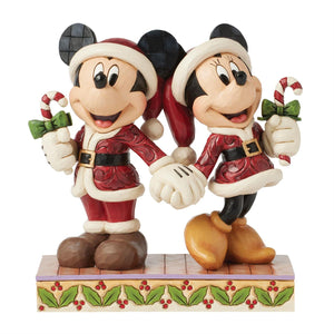 Disney Jim Shore Santa Outfit Mickey & Minnie 6.25" Figurine Candy Canes Christmas