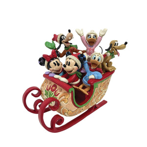 Disney Jim Shore Mickey & Friends Christmas Sleigh 8" Figurine A Sleigh Full of Joy