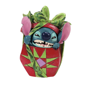 Disney Jim Shore Stitch Tearing Christmas Present 5" Figurine Holiday Mischief