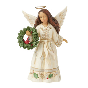 Jim Shore Woodland Angel with Cardinal Winter Song 5.25"
