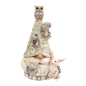 Jim Shore Woodland Gnome of the Winter Woods with Animals On Hat 7"