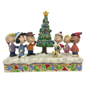 Jim Shore Peanuts Charlie Brown & Friends Decorate Christmas Tree Figurine 8"