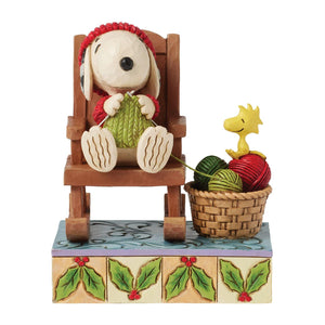 Jim Shore Peanuts Snoopy in Rocking Chair Knitting 5" Figurine