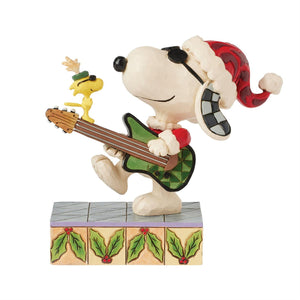 Jim Shore Peanuts Snoopy & Woodstock Christmas Rock and Roll 5" Figurine