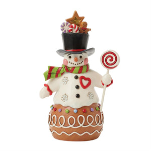 Jim Shore Gingerbread Hugs & Peppermint Kisses Snowman 7"