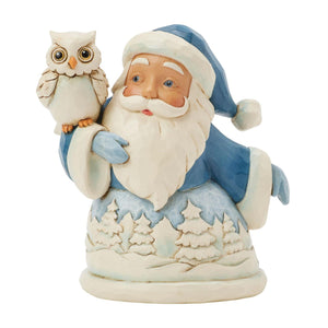 Jim Shore Blue Santa with Owl Mini Figurine 3.94"