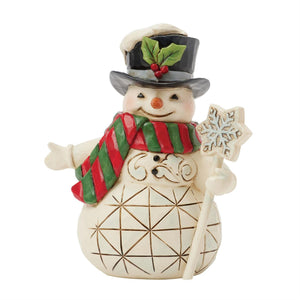 Jim Shore Snowman Snowflake Staff Mini Figurine 3.82"