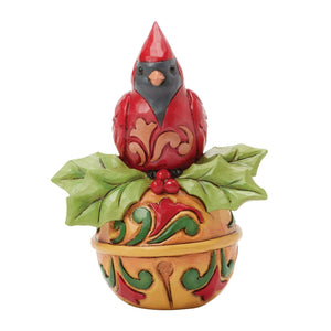 Jim Shore Cardinal on Jingle Bell Mini Figurine 3.54"