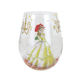 Disney Lolita Stemless Wine Glass Beauty and the Beast Princess Belle Choose To Dream 5"