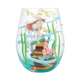 Disney Lolita Stemless Wine Glass the Little Mermaid Princess Ariel An Ocean Of Dreams 5"