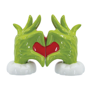 Grinch Heart Hands Salt & Pepper Shakers 4"