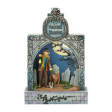 Disney Jim Shore Haunted Mansion Diorama Caretaker with Dog in Gravestone Figurine 10"