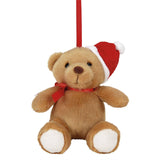 BOYDS BEARS Cinnamon Hollyjolly Bear with Santa Hat Stuffed Plush Ornament 4"