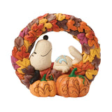 Jim Shore Peanuts Snoopy on Fall Wreath Figurine 6"