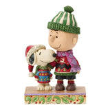 Jim Shore Peanuts Snoopy & Charlie Brown Christmas Sweaters Cozy Christmas Pals Figurine 6.69"