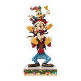 Disney Jim Shore Mickey, Donald, and Goofy Stacked A Holiday Pile Up Figurine 8.6"