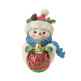Jim Shore Snowman with Large Merry Christmas Ornament Mini Figurine 3.75"