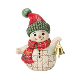 Jim Shore Christmas Snowman with Bell Mini Figurine 3.5"