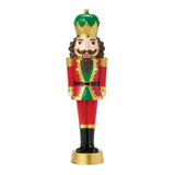 Battery Operated Flashing Lights Musical Green and Red Nutcracker 14"