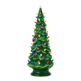 Nolstalgic Retro Battery Operated Lighted Christmas Blow-Mold Green Tree with Multi-Color Bulbs 30"
