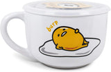  Silver Buffalo Sanrio Gudetama Burp Late Night Snack Lazy Egg Ceramic Soup Mug with Vented Plastic Lid, 24 Ounces (Back)