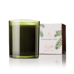 Thymes Frasier Fir Molded Green Glass Candle 6.5 Oz.