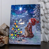 Follow the Star Snowman and Dog Lighted Canvas with Easel Back 8"x6"