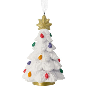 Hallmark White Vintage Christmas Tree with Lights Christmas Ornament